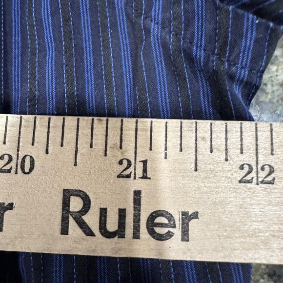 Hugo Boss Shirt Mens 15.5 32/33 Blue Black Pinstripe Long Sleeve Button Front - Picture 5 of 9